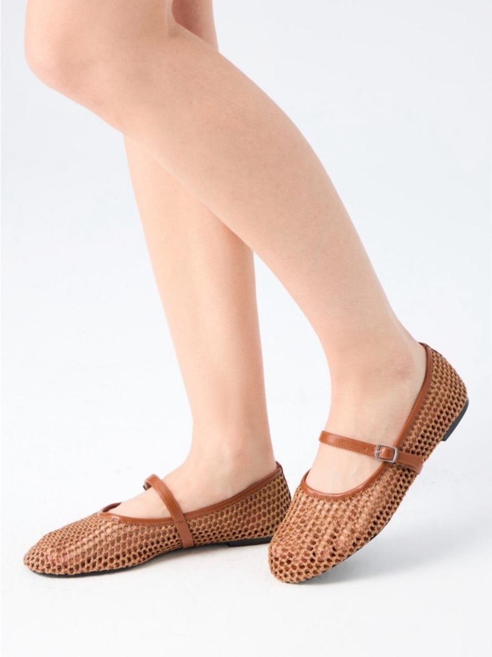 Cider Tan Woven Mary Jane Flats with Adjustable Strap - Picture 5 of 5